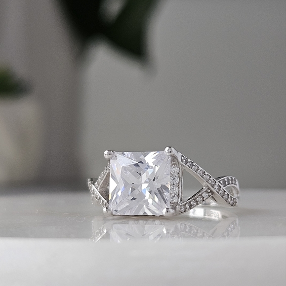 Princess Cut gemstone ring, 925 Sterling Silver - Picture 3 of 7